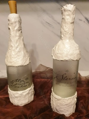  Dekoflasche Flasche mit Lichterkette Shabby Chic Handarbeit Hobby  Bild 8