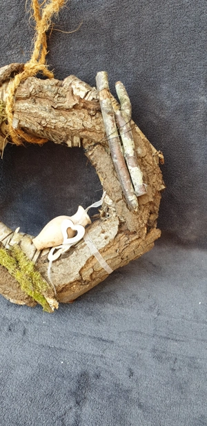 Herbstdeko Unikat, Kranz aus Baumrinde Bild 2