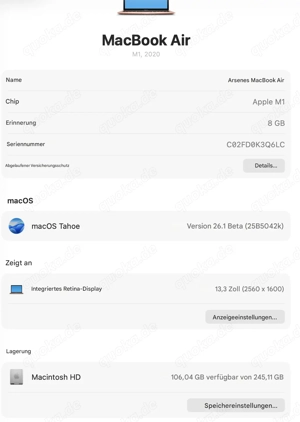 MacBook Air M1 (2020)   94 % Akku   Rose Gold   Top Zustand Bild 5