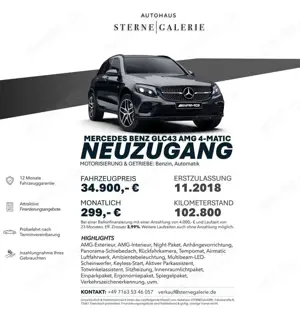 Mercedes-Benz GLC 43 AMG 4M/NIGHT/AHK/PANO/AIRM/RÜCKF Sportp.