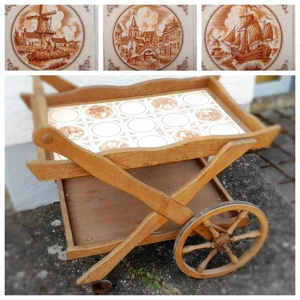 Alter Servierwagen mit schönen Kacheln 