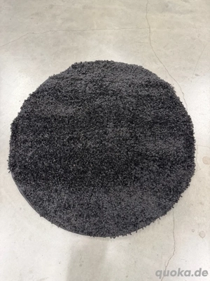 Runder Shaggy Teppich 80 cm   Langflor Uni Design Schwarz   Neu