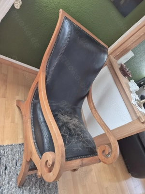 Sessel aus Teakholz mit Ledersitzfläche Bild 3 Sessel aus Teakholz mit Ledersitzfläche Bild 3