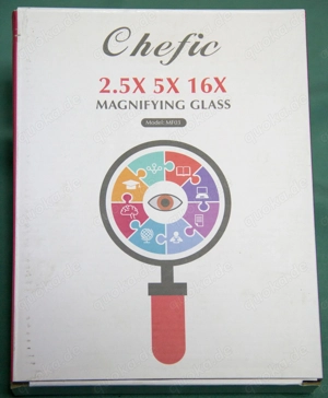 Lupe mit Licht, 3 abnehmbare Objektive, 2,5X, 5X, 16X, 2 ultra-helle LED-Lichter