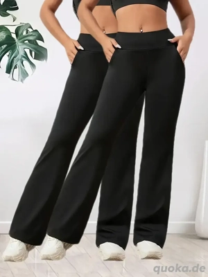 2 Stück Damen High-Waist Stretch-Hosen   Eleganz & Komfort in einem!