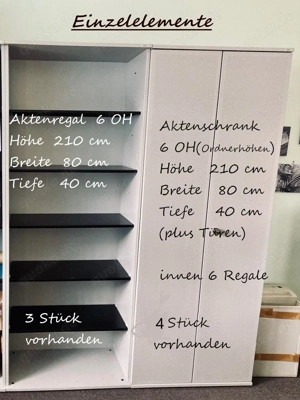 Büroschränke und Aktenregale, lichtgrau 6 Ordrnerhöhen, sehr gut