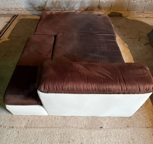 2 Teile von Couch Sofa U-Form braun weiss Microfaser Alcantara