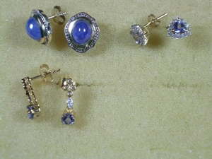 NEU: 3x Paar Ohrstecker Tansanit 925 Silber vergoldet - je 65,-  