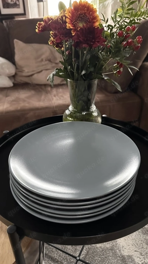 6x IKEA Dinera Speiseteller in graublau matt, 18691