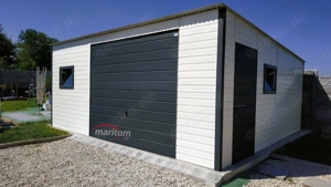   Blechgarage Premium Autogarage mit Abstellraum 