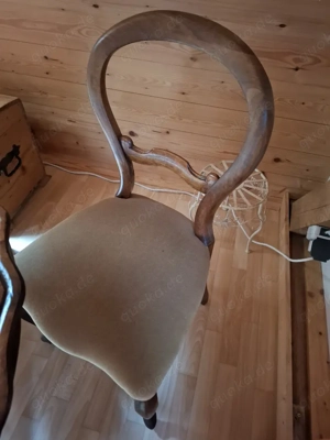 Tsch Holz, nachcBiedermeier Zeit, rund, mit 4 Stühlen, Antiquität Bild 4