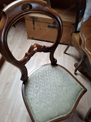 Tsch Holz, nachcBiedermeier Zeit, rund, mit 4 Stühlen, Antiquität Bild 7