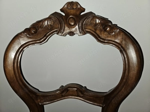 Antik! Stabiler, massiver Barock Stuhl mit Schnitzereien, gepolstert, um 1880, TOP! Bild 5