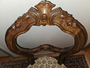 Antik! Stabiler, massiver Barock Stuhl mit Schnitzereien, gepolstert, um 1880, TOP! Bild 2