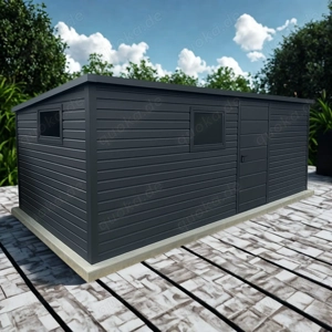 Gartenhaus 6x3 m Geräteschuppen Carport Fertiggarage Doppelgarage Holzoptik Pultdach Schwingtor 