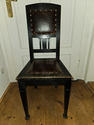 Antik! Schöner, stabiler Holz Stuhl massiv Eiche Ledersitz Jugendstil ca. 1920! Rarität! TOP! 
