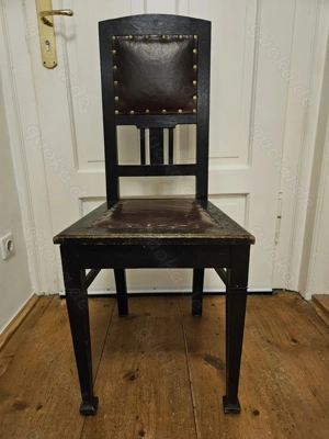 Antik! 2 x Massiver, stabiler Holz Stuhl Eiche ca. 1920 Jugendstil á 50 ! Rarität!  Bild 2