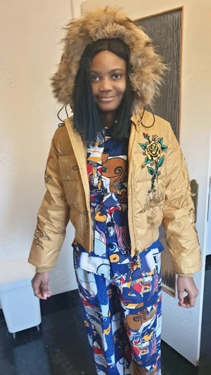 goldene ED HARDY Jacke mit flummy Pelz XS - S 