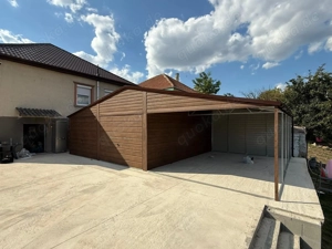 Blechgarage 12x6 m Garage Gartenhaus Carport Fertiggarage Doppelgarage Holzoptik 