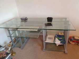 Schreibtisch Glas und Chrom