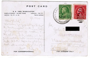Die wertvollsten Postkarten der Welt: T106, T106a, T106b, Washington Dampfer Bild 2