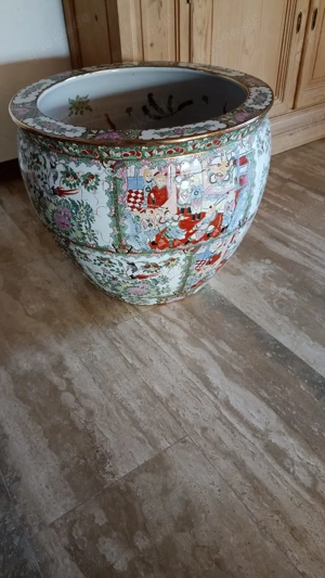Porzellan Chinesischer Fishbowl, Bodenvase, Übertopf, Pflanzkübel GROSS