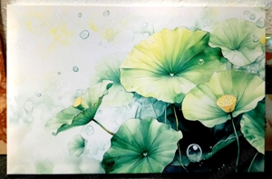 Leinwand Bild Malerei,Wassertropfen,Lotus Blumen, 57 x 37cm "Neu"