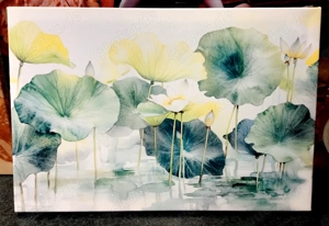 Leinwand Bild Malerei,Wassertropfen,Lotus Blumen, 45 x 33cm "Neu"