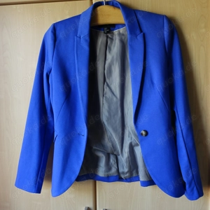 Damen - Blazer, tailliert, Gr. 34 bzw. ca. Gr. XS, royalblau, H&M