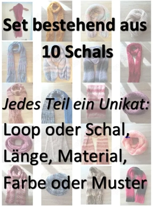 10 Schals im Set - handgestrickt: Bestens zum Verschenken oder Wichteln