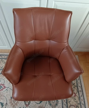 Hochwertiger Leder-Armlehnsessel, braun mit Microfaser, anthrazit