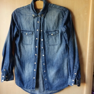 Damen - Vintage Jeanshemd Jeansbluse, Gr. 34 bzw. ca. Gr. XS, H&M LOGG