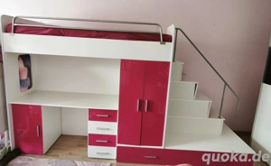 Hochbett Tomi mit Schreibtisch, Schrank und Gästebett