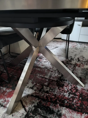 Esszimmertisch 120cm Durchmesser ausziehbar dunkelgrau silber neuwertig 