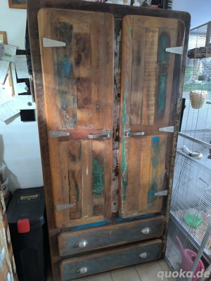 Schrank Esszimmer Flur Küche Massivholz Vintage Look bunt 