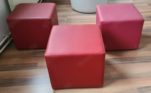 3 rote Sitzwürfel   Hocker aus Kunstleder   gepflegt