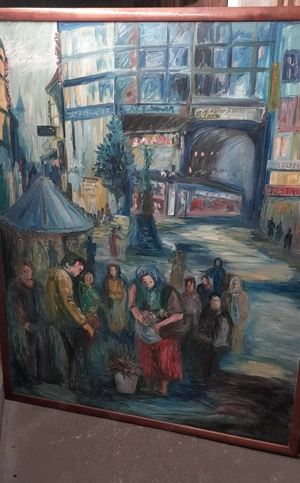 Ölgemälde. Altes Blumenmädchen. 120 X 180 cm