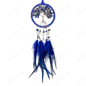 Traumfänger Hanf, schwarz und Regenbogenfarbig, Lapislazuli Bild 7