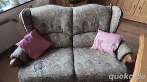 2er Sofa plus Eckkommode Eiche massiv