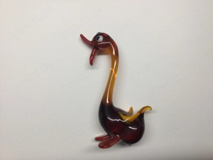 Murano Glas Kunst Figur Gans Orange Vintage Bild 2