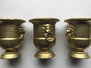 Zinn Krug Set Vergoldet mit Löwen Relief  Bild 4