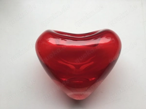 Murano Glas Vase in Herzform Vintage Rot