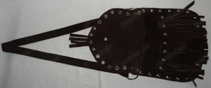 T Handtasche Wildleder m Nieten Franzen Damen Schultertasche braun kaum gebraucht sehr gut erhalte