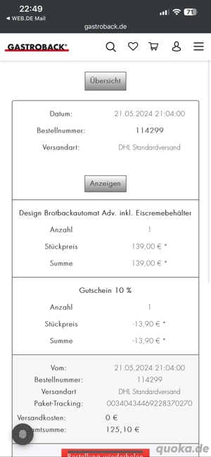 Gastroback Brotautomat Advance mit Eisvcremebehälter Bild 5
