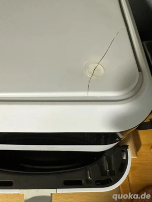 DMS Heißluftfritteuse 7 L   Schwarz Babyblau   funktionsfähig, mit Riss am Deckel