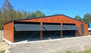 3 Fach Garage 12x5 m Garage Carport Fertiggarage Doppelgarage Holzoptik Schwingtor 