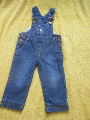  Baby BOY oder GIRL Unisex Winter Stern- Stickerei Jeans Lazhose Latz Hose Papagino Gr. 80 blau