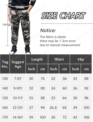 Cargo Hose Jungen Camouflage Freizeithose Jogginghose 160 Bild 4
