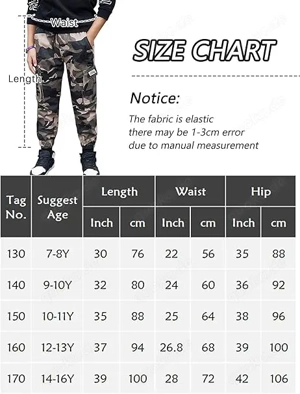 Cargo Hose Jungen Camouflage Freizeithose Jogginghose 160 Bild 7