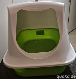 Katzenklo mit Haube grün hellgrau